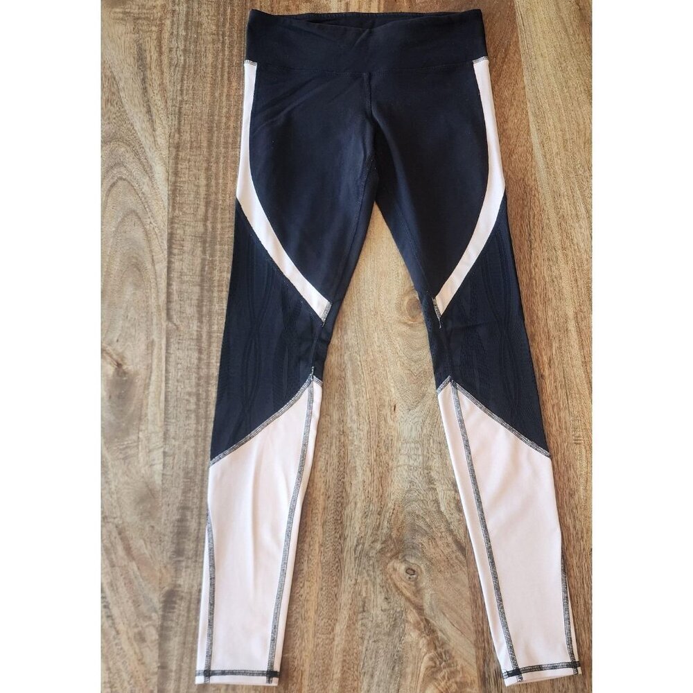 Alo Leggings Womens Small Black Pink Mesh Panel Colorblock Yoga Pants Workout
